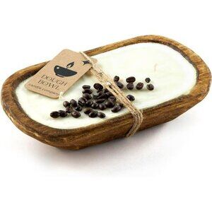 Vanilla Latte Soy Candle 3 Wick Wooden Dough Bowl Farmhouse Scented Decor